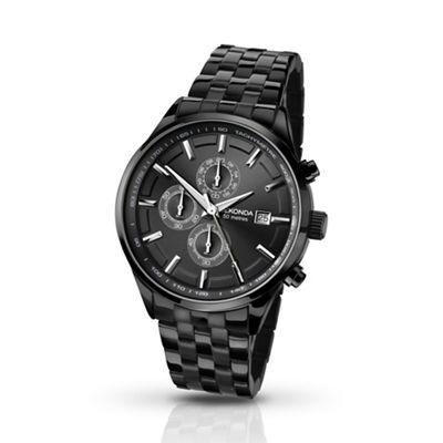 Men's black chronograph watch 1158.28